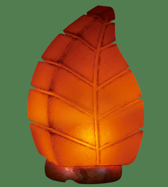 Himalayan Salt Lamp Leaf Orange (White crystal with orange bulb)